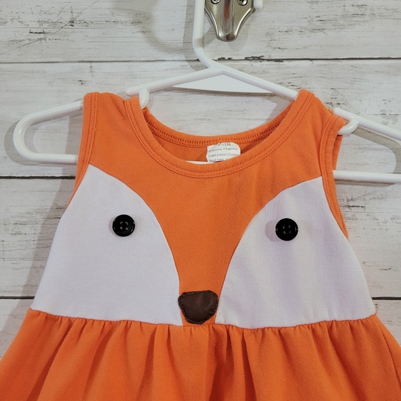 Boutique Brand Baby Girl Fox Dress Animals Fall Thanksgiving Dress Size 9-12 M - Picture 2 of 8